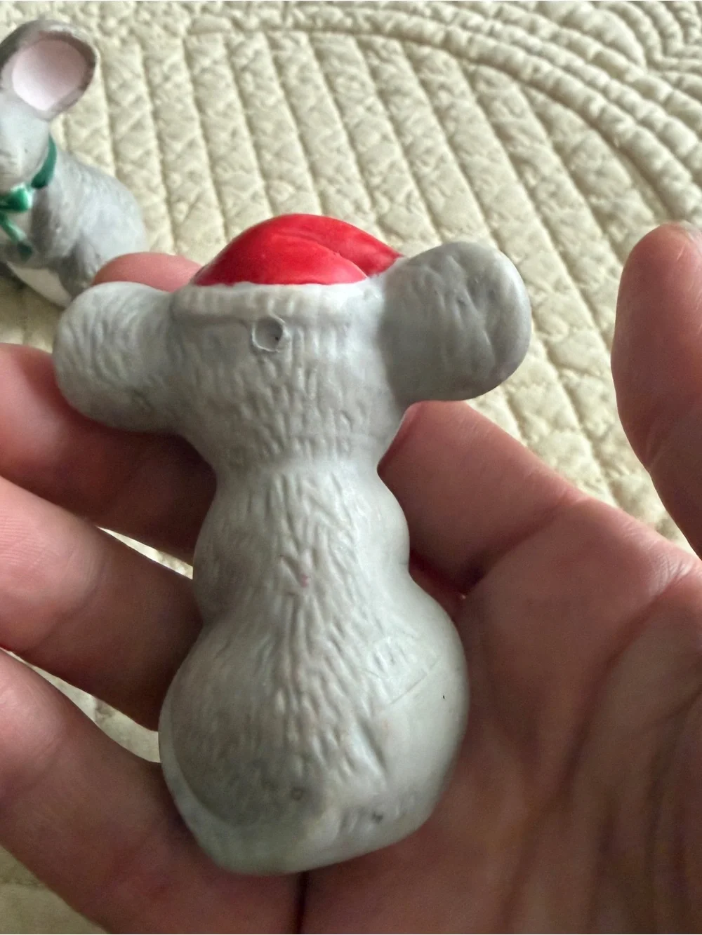 Vintage Ceramic Christmas Mouse salt and pepper shakers